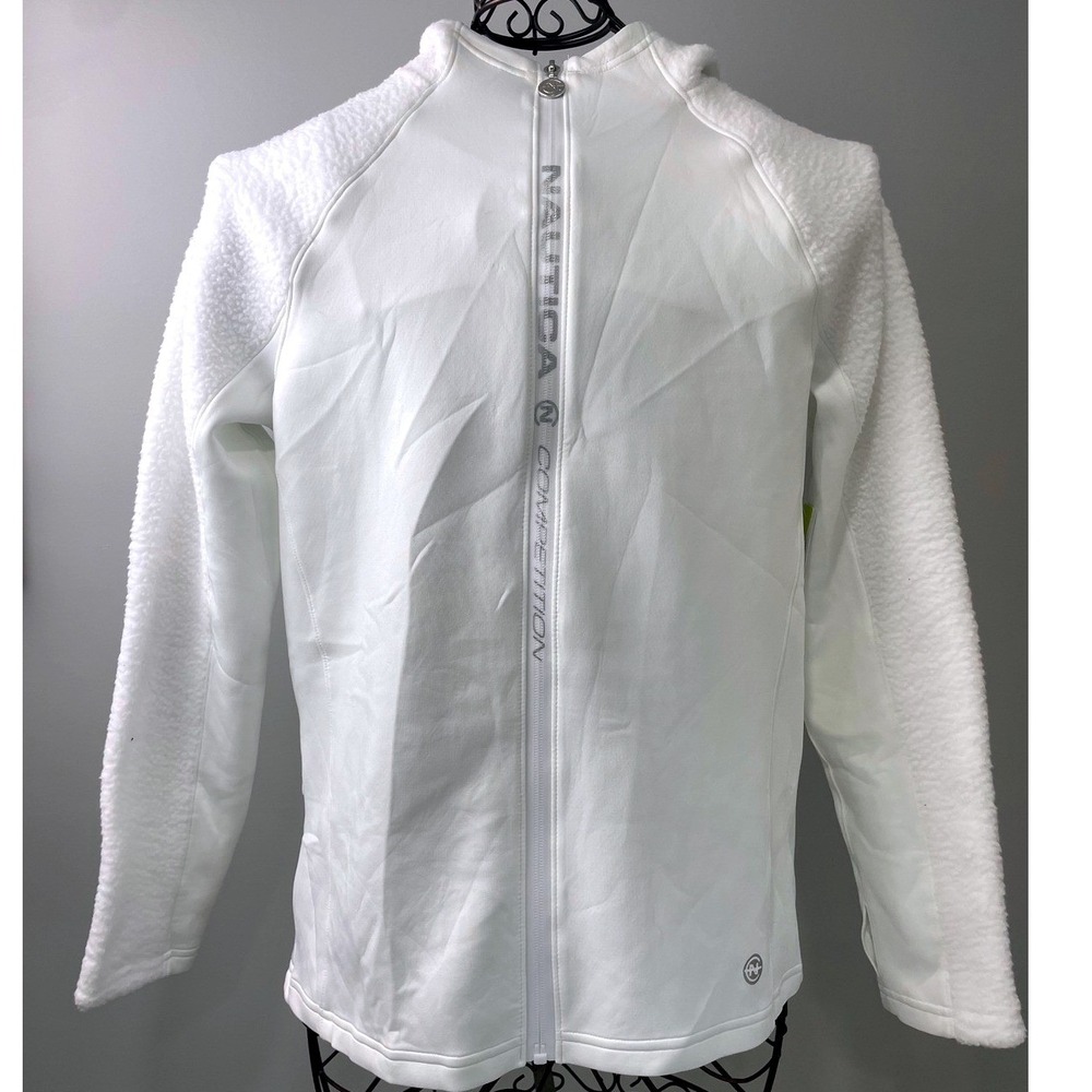 New Nautica Competition Womens Medium White Full Zip Performance Hoodie Jacket